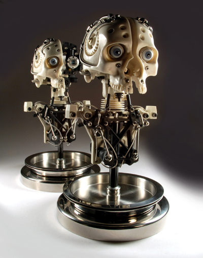 MINIATURE ROBOTIC CYBORG SKULL TITLED CYNTHETIC V1 BY ARTIST CHRISTOPHER CONTE