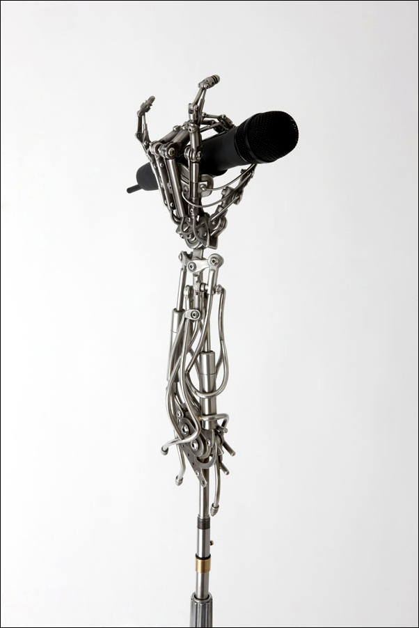 CUSTOM BIOMECHANICAL MICROPHONE STAND CREATED FOR ADAM GONTIER OF THREE DAYS GRACE BY CHRISTOPHER CONTE